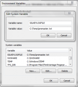 Creating SSLKEYLOGFILE system variable