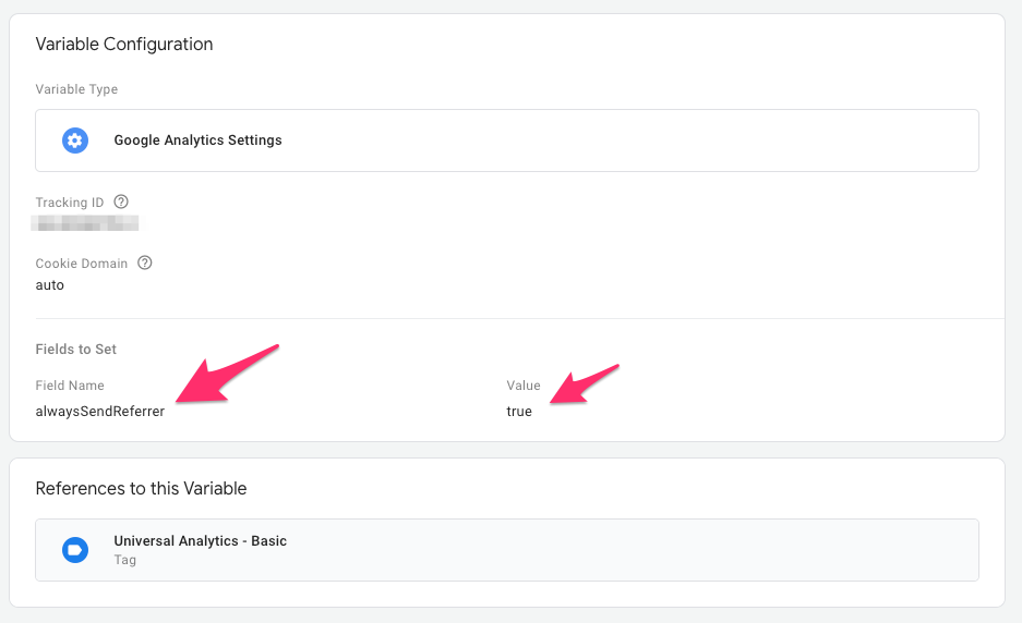 Google Tag Manager alwaysSendReferrer setting